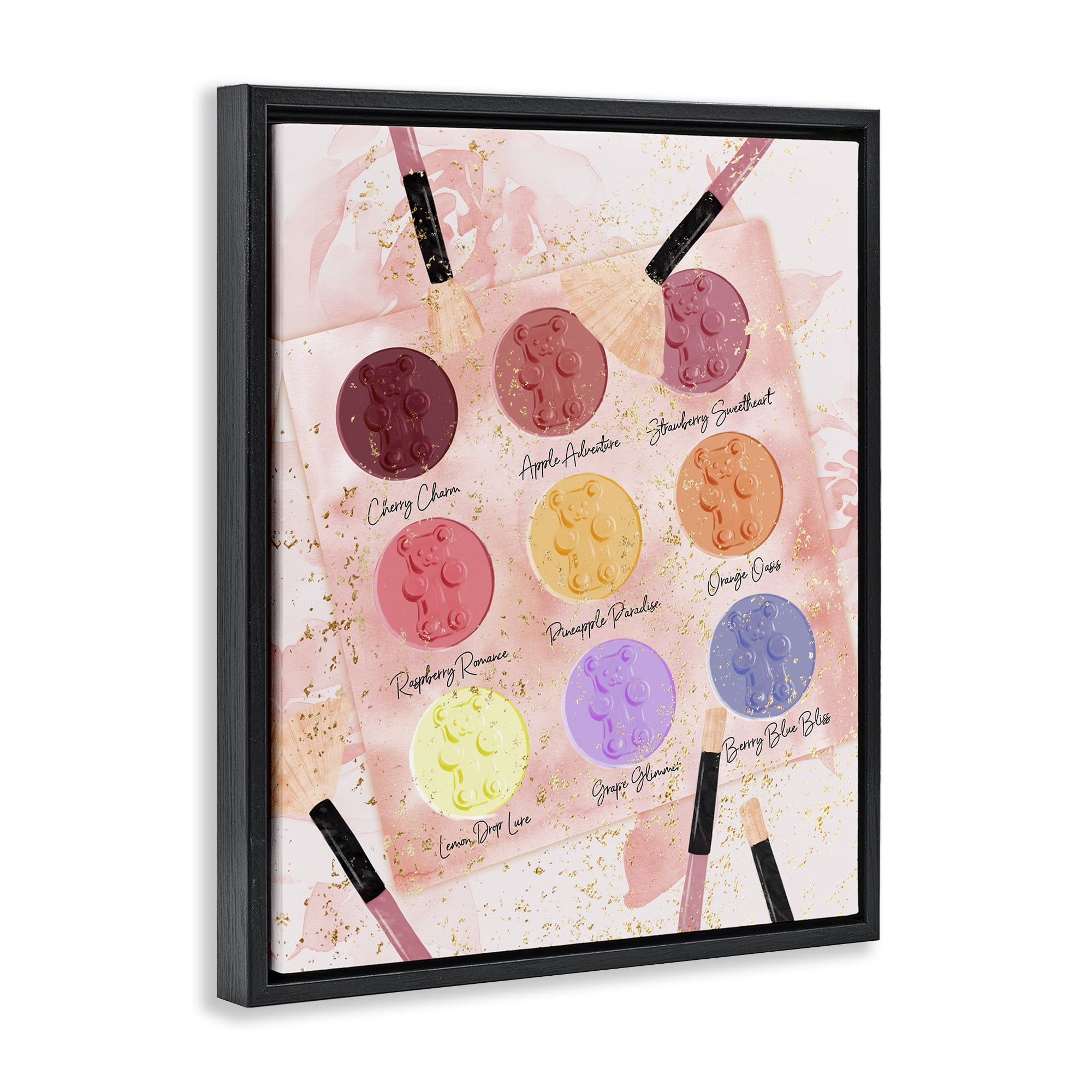 Stupell Industries Eyeshadow Makeup Palette Beauty & Fashion Painting Black Floater Framed Art Print Wall Art, 25 x 31