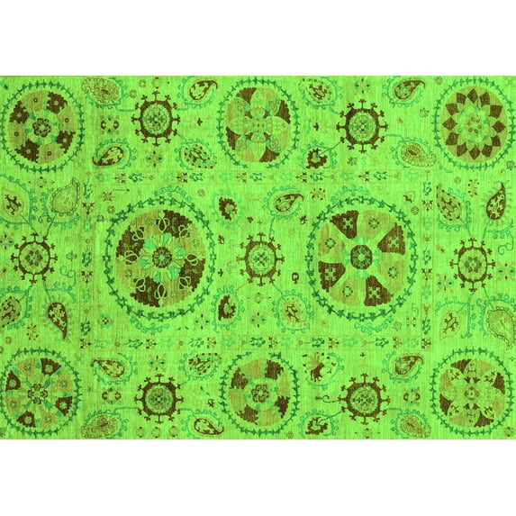 Ahgly Company Indoor Rectangle Abstract Green Modern Area Rugs, 7' x 9'
