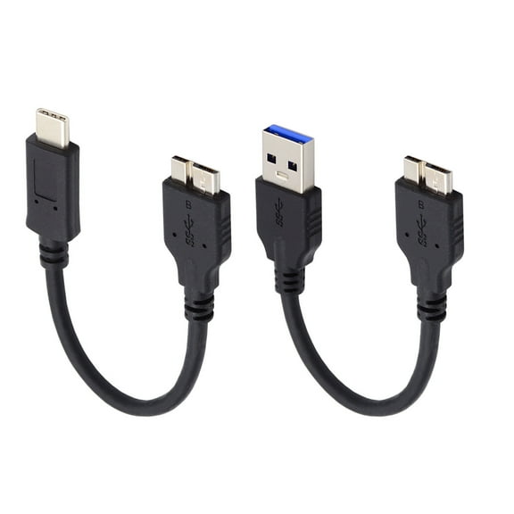 CY 2pcs/set USB 3.1 USB-C Type-C to Micro 3.0 and USB 3.0 Type-A Male to Micro 3.0 B Male Disk SSD Data Cable 15cm