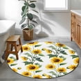 thumbnail image 4 of Summer Sunflowers Round Living Room Rugs 4 ft, Watercolor Floral White Washable Area Rug with Non-Slip Sturdy Edge Binding Round Carpet for Entryway Kitchen Bedroom Bathroom, 4 of 9