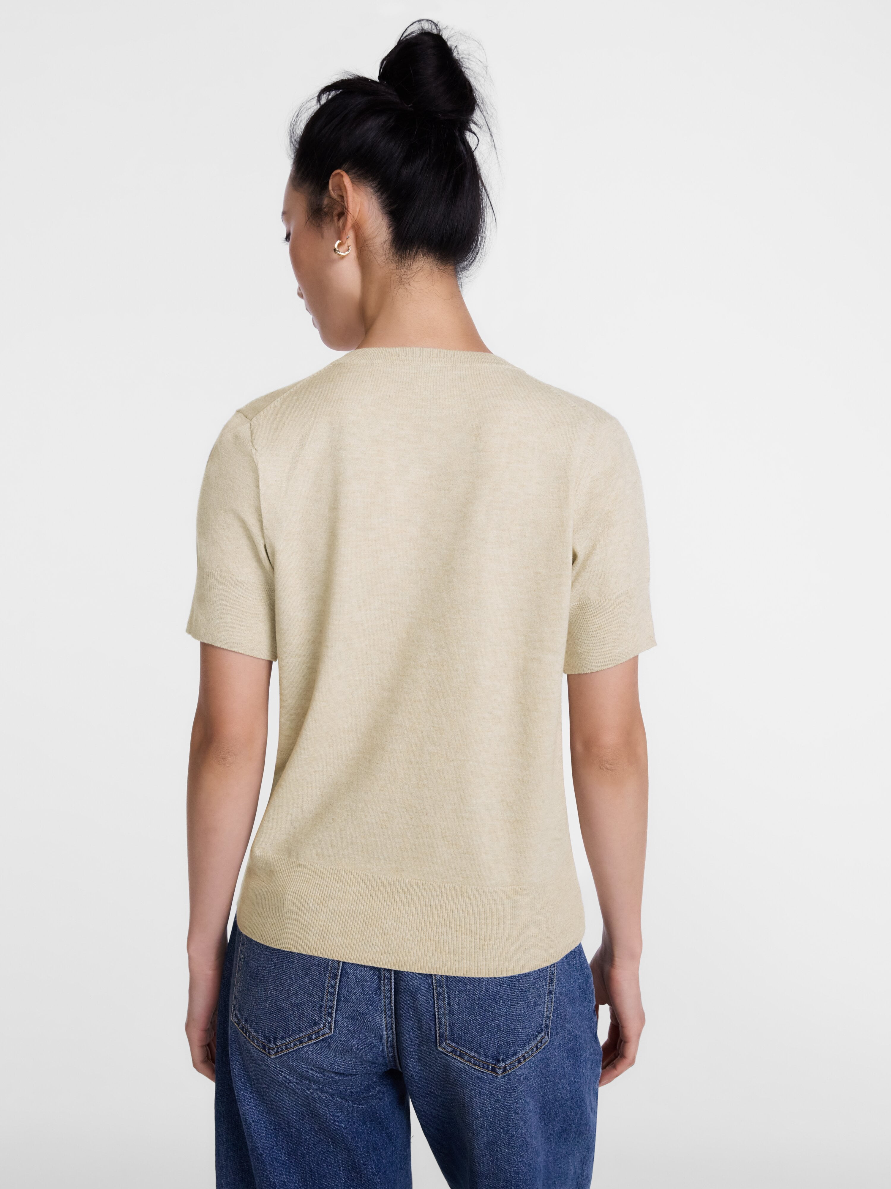 Scenario Women's V-Neck Lightweight Sweater with Short Sleeves, Sizes XS-XXXL