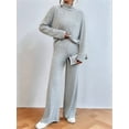 thumbnail image 5 of Women'S 2 Piece Fall Outfits Sets Travel Knit Pullover Tops and Wide Leg Pants Sweatsuit Lounge Sets Grey XL, 5 of 7