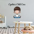 thumbnail image 1 of Personalized Name Day Care Wall Decal Cartoon Boy Reading the Book Daycare Wall Decal for Care Taker Education Cute Themed Room Décor - Size: 20 In x 18 In, 1 of 5