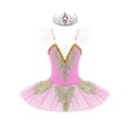 thumbnail image 2 of Aislor Kids Girls Sequin Ballet Dance Leotard Tutu Dress Swan Lake Dance Camisole Princess Dress with Headwear, 2 of 7