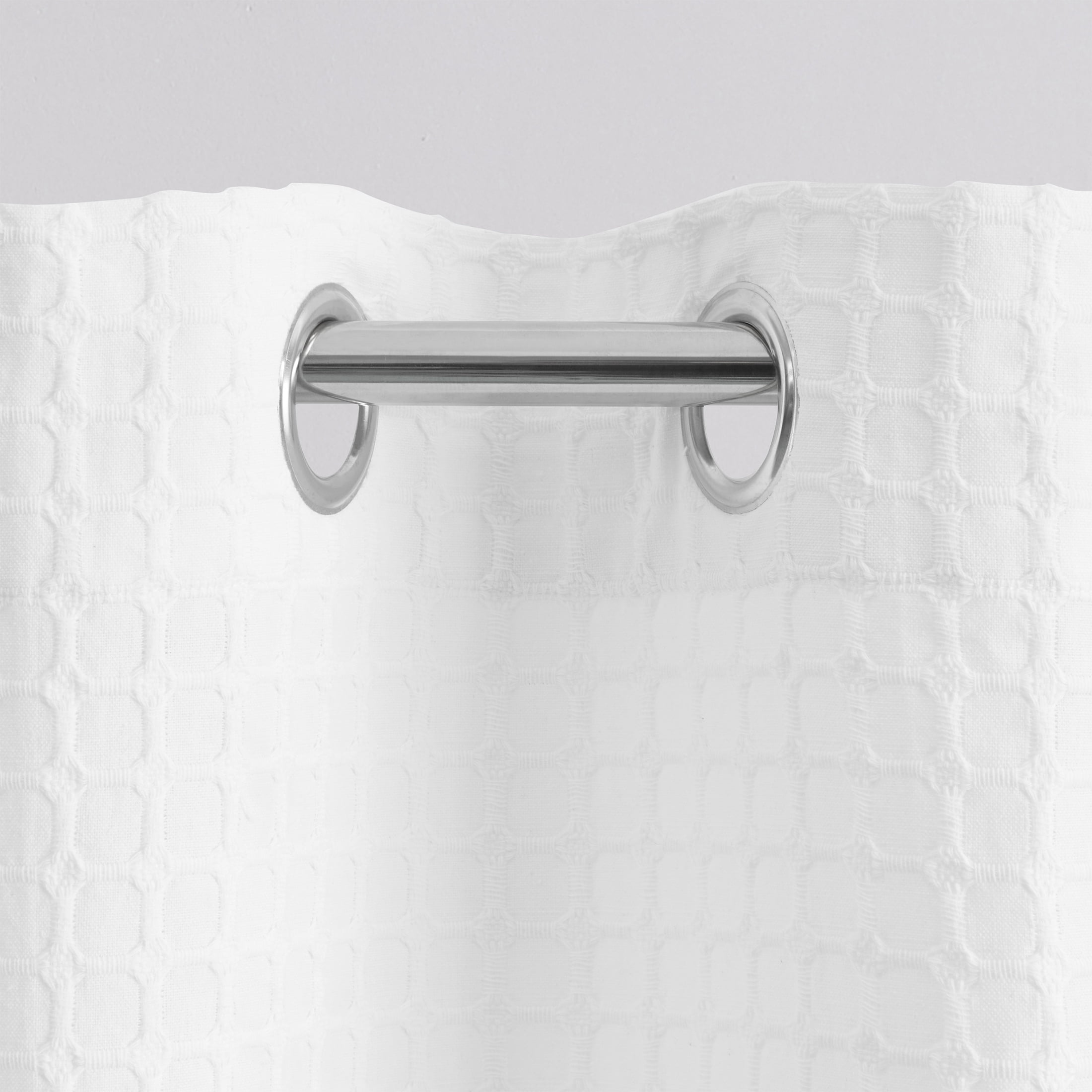 My Texas House Campbell Light Filtering Grommet Curtain Panel, Set of Two, Bright White, 38" x 106"