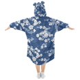 thumbnail image 2 of FORMRS Wearable Blanket Hoodie with Sleeves for Kids Cozy Flannel Sweatshirt, Floral Ocean Waves, 2 of 7