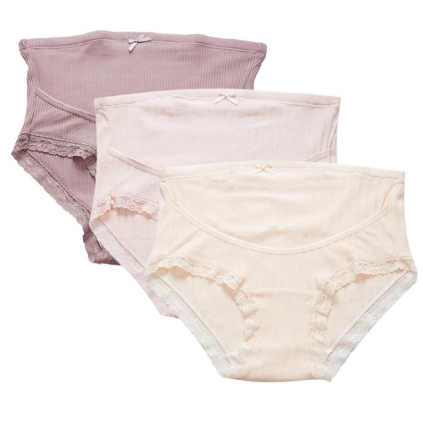 3Pack Women Ribbed Cotton Maternity Panties High Waist Full Coverage
