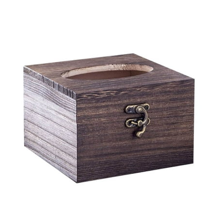 Siaonvr Retro Wooden Tissue Box Toilet Paper Cover Case