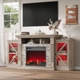 thumbnail image 6 of VecenuyTv Stand With Fireplace,Electric Fireplace TV Stand, 70" Farmhouse Entertainment Center with Open Shelf and Glass Barn Door Cabniet, Modern TV Console Table with 7 Flame Colors, Grey, 6 of 9