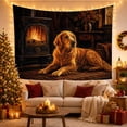 thumbnail image 3 of Golden Retriever Beside a Wood-Burning Stove, Cozy Rustic Decor for Dog Lovers, Cozy Cabin Wall Art, Housewarming Gift Tapestry Wall Hanging for Bedroom, Living Room and Dorm, 3 of 7