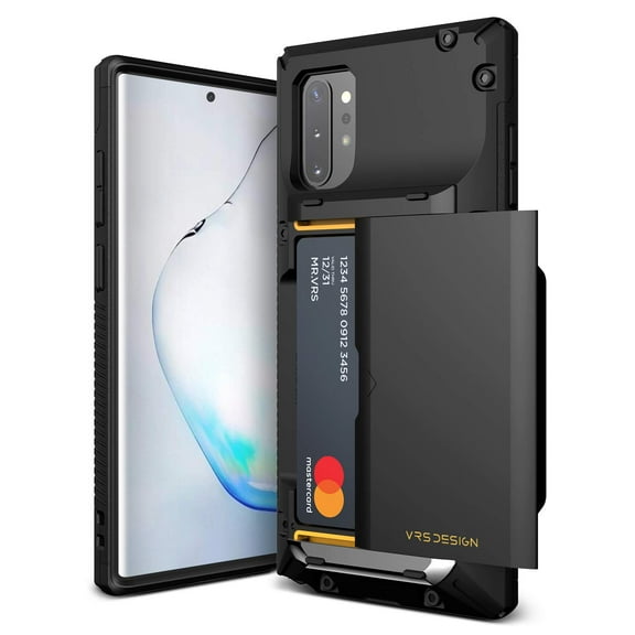 VRS Design Phone Case for Samsung Galaxy Note 10 Plus, [Damda Glide Pro] Premium Sturdy Credit Card Slot [Semi-Auto] Wallet Case [4 Cards] (Black)