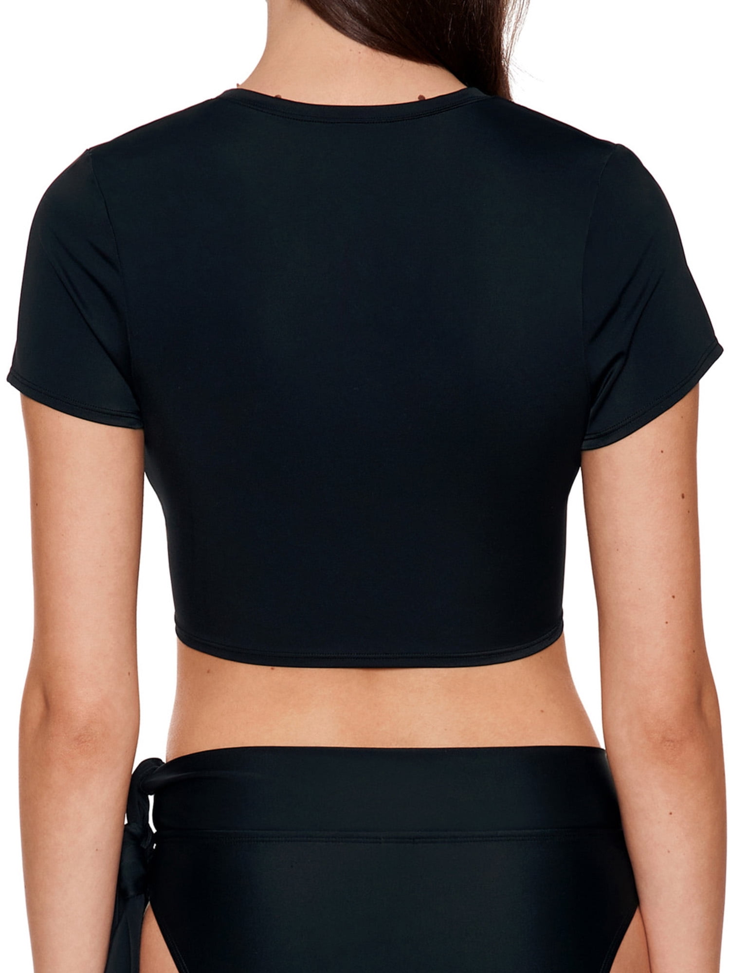 No Boundaries Juniors' Tie Front Cropped Tee Swimsuit Coverup