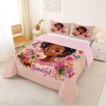 thumbnail image 2 of Castle Fairy Black Girl King Size Comforter Sets 3pcs,Floral Butterfly Comforters King Size,Peach,Pink Reversible,1 Comforter and 2 Pillowcases, 2 of 6