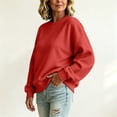thumbnail image 6 of Womens Oversized Sweatshirts Basic Solid Tops Fall Winter Clothes Crewneck Outfits Pullover, 250, 6 of 6