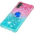 thumbnail image 6 of Glitter Case for Samsung Galaxy A13 5G, Bling Sparkle Colorful Gradient Quicksand Soft TPU Liquid Cover Case with Ring Stand for Samsung Galaxy A13 5G/ A04S/ M13 5G/ A04 4G JB-Pink Green, 6 of 14