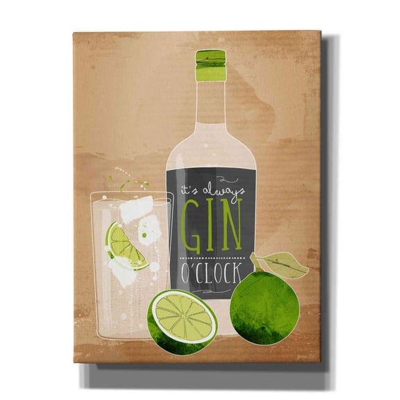 Epic Graffiti 'Gin O’Clock' by Green Lili, Giclee Canvas Wall Art, 12"x16"