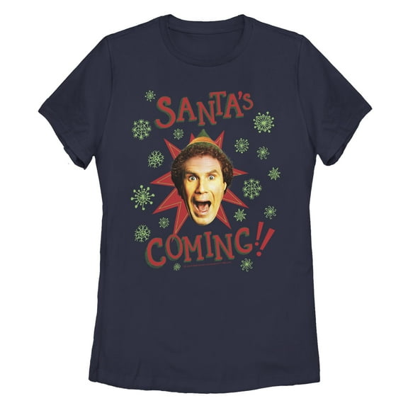 Women's Elf Buddy Santa's Coming  Graphic T-Shirt