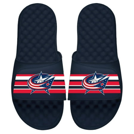 

Men s ISlide Navy Columbus Blue Jackets Stripe Logo Slide Sandals