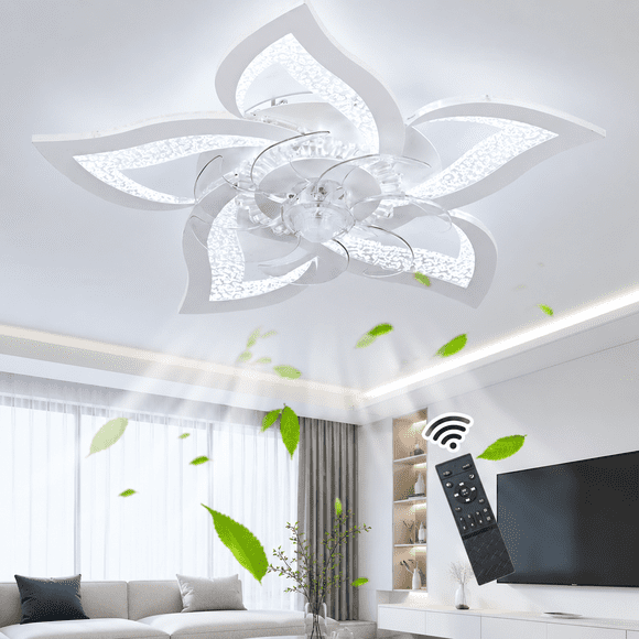 Garwarm Ventiladores de Techo con Luces y Control Remoto, Ventilador de Techo Moderno de Perfil Bajo de 24 Pulgadas con Montaje Al Ras, Accesorio de Luz de Techo LED Regulable, Ventiladores de Techo