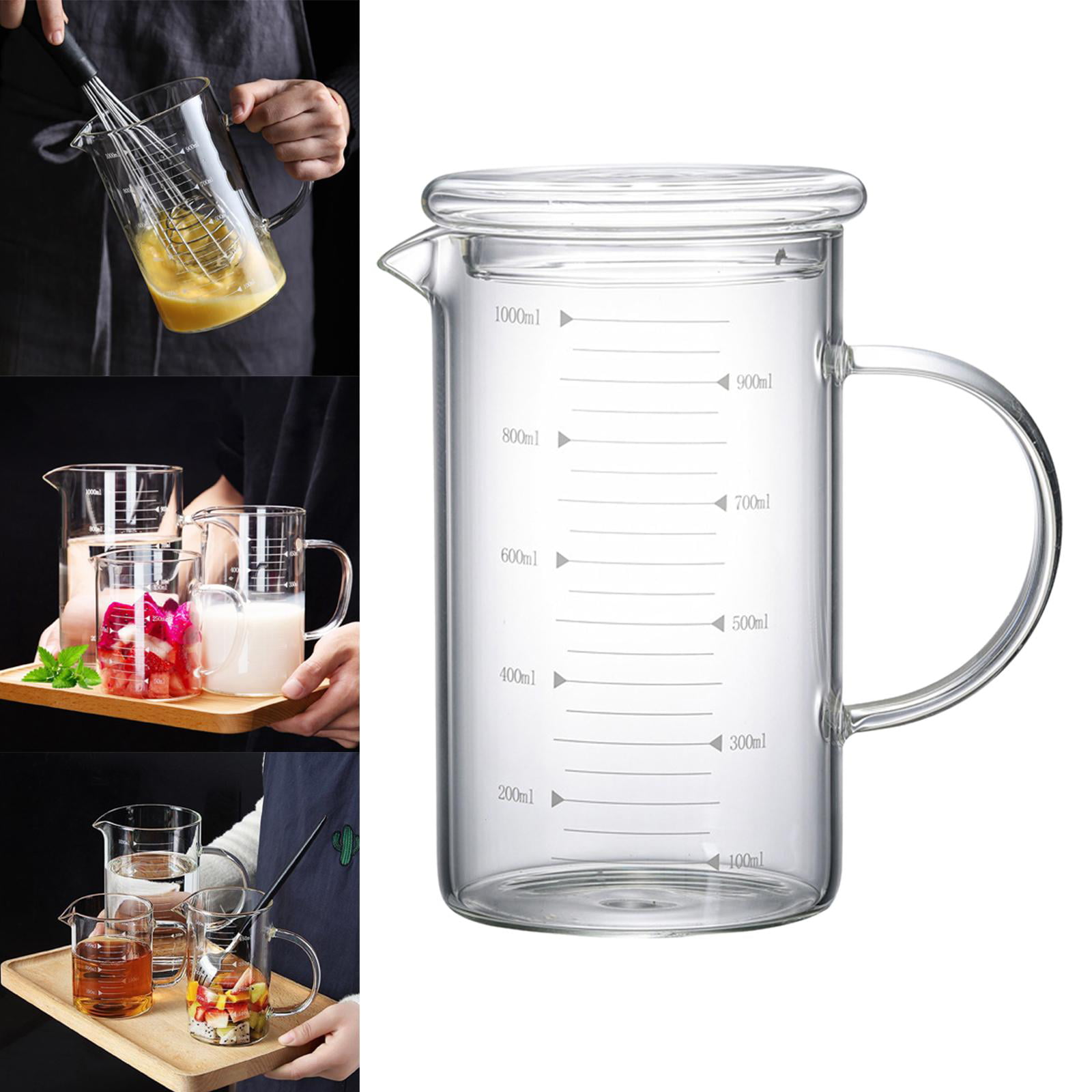 Clear Measuring Jugs Heat Resistant Liquid Milk Glass Cup Borosilicate  Glass Measuring Cup for Oil, , Flour, , and , 350ml