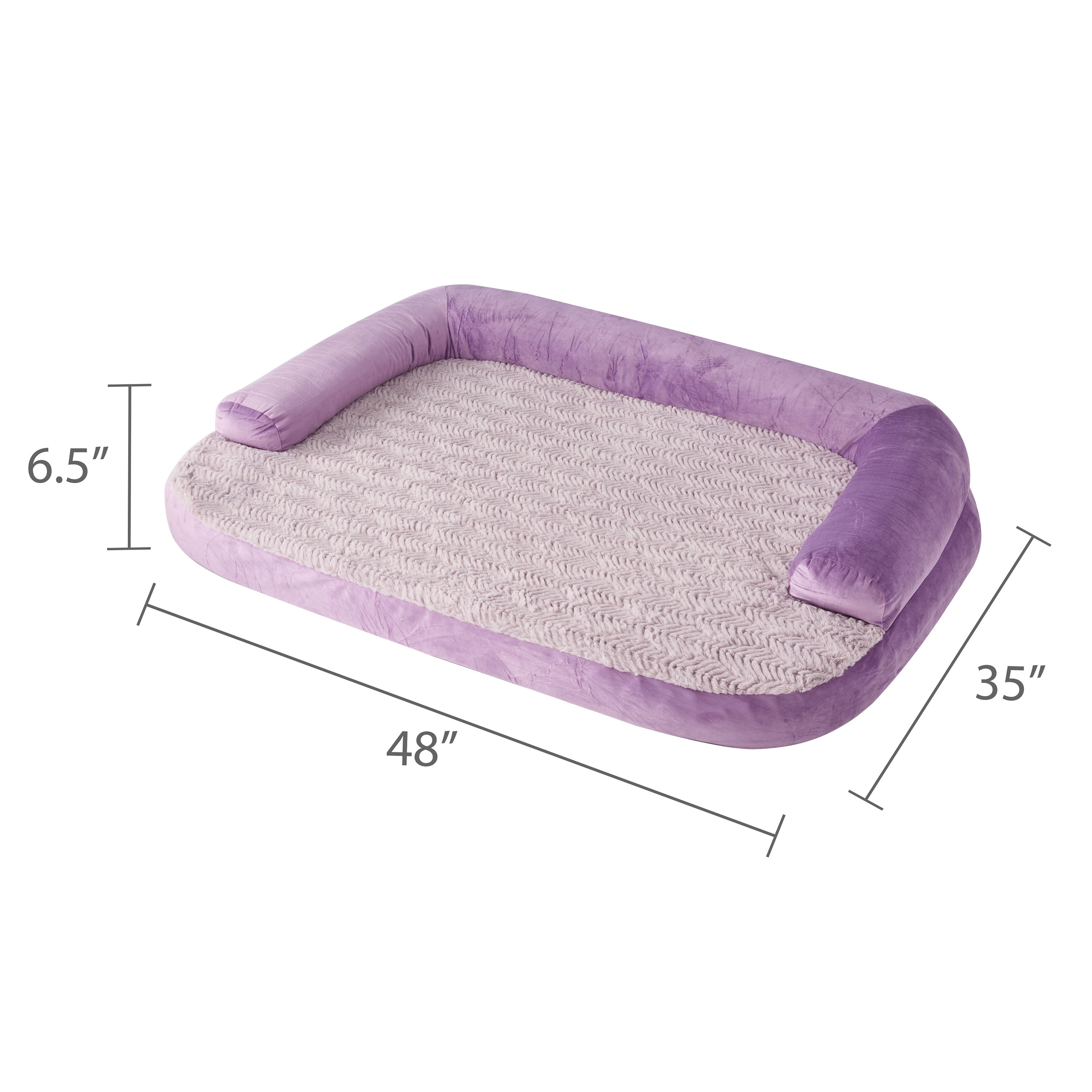 Vibrant Life Extra Large Round Corner Sofa Style Dog Bed, Purple, 35" x 48"