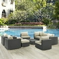 thumbnail image 2 of Modern Contemporary Urban Design Outdoor Patio Balcony Ten PCS Sectional Sofa Set, Beige, Rattan, 2 of 9