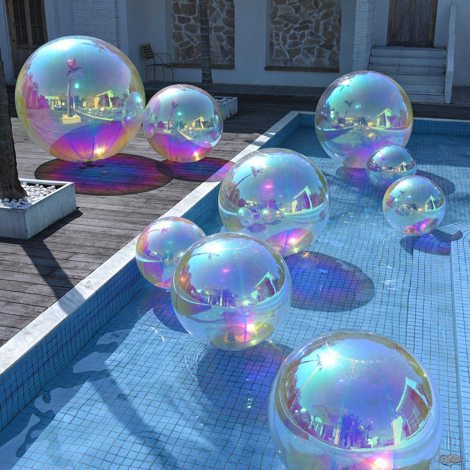 Yescom 20" Big Shiny Inflatable Mirror Ball Giant Iridescent Reusable Balloon for Large Disco Party Wedding Event Stage Decoration