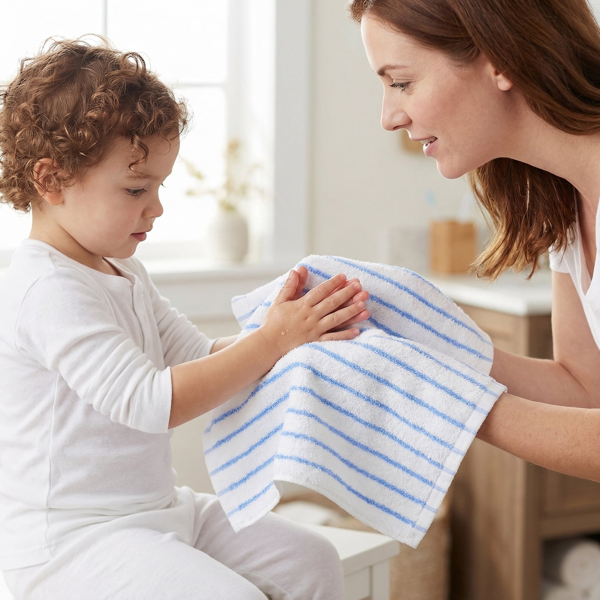 Unique Bargains Cotton Striped Washcloths Soft Absorbent Face Cloths White 6pk
