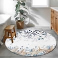 thumbnail image 3 of Round Area Rug 3.3 Ft, Blue Beige Coastal Washable Non-Slip Circle Carpet for Living Room/Bedroom, Beach Starfish Summer Eucalyptus Low-Profile Small Kitchen Mats Collection Rugs for Indoor, 3 of 8