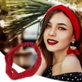 thumbnail image 2 of Unique Bargains 1 Pc Simple Solid Elastic Cross Headwrap for Women Dark Red, 2 of 6