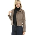 thumbnail image 5 of Made by Olivia Women's Long Sleeve Zipper Closure Moto Biker Faux Leather Jacket, 5 of 7