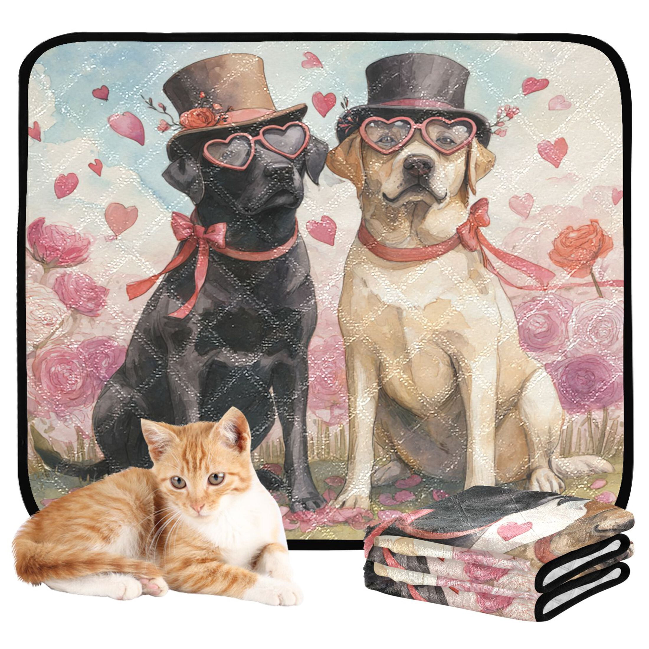 Qxltty Labrador Dogs Cat litter Pads Pet Set of 2 Diaper Mats Center Anti-leakage Layer Absorbent Soft and Comfortable