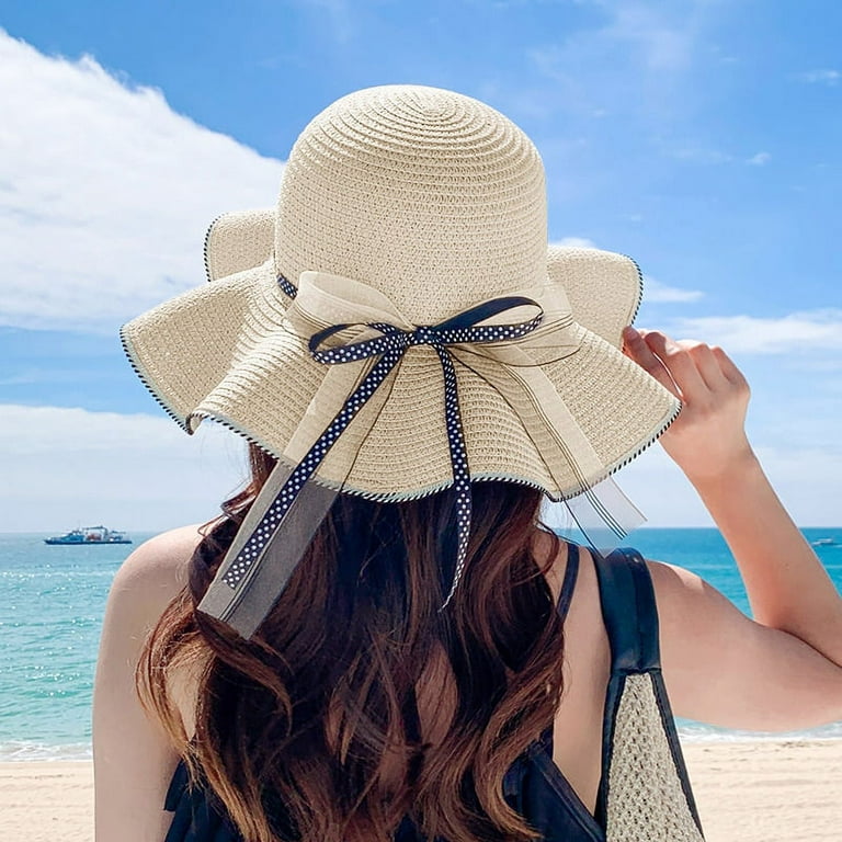 COCOpeaunt Bucket Hat Beach Summer Straw Hats for Women Flat Top Ribbon  Bowknot Elegant Luxury Straw Women Summer Hats Sombreros De Mujer