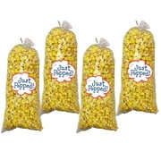 Just Popped - Gourmet Delicious Butter Colored and Flavored Popcorn Bags - Movie Theater & Party 4 pack
