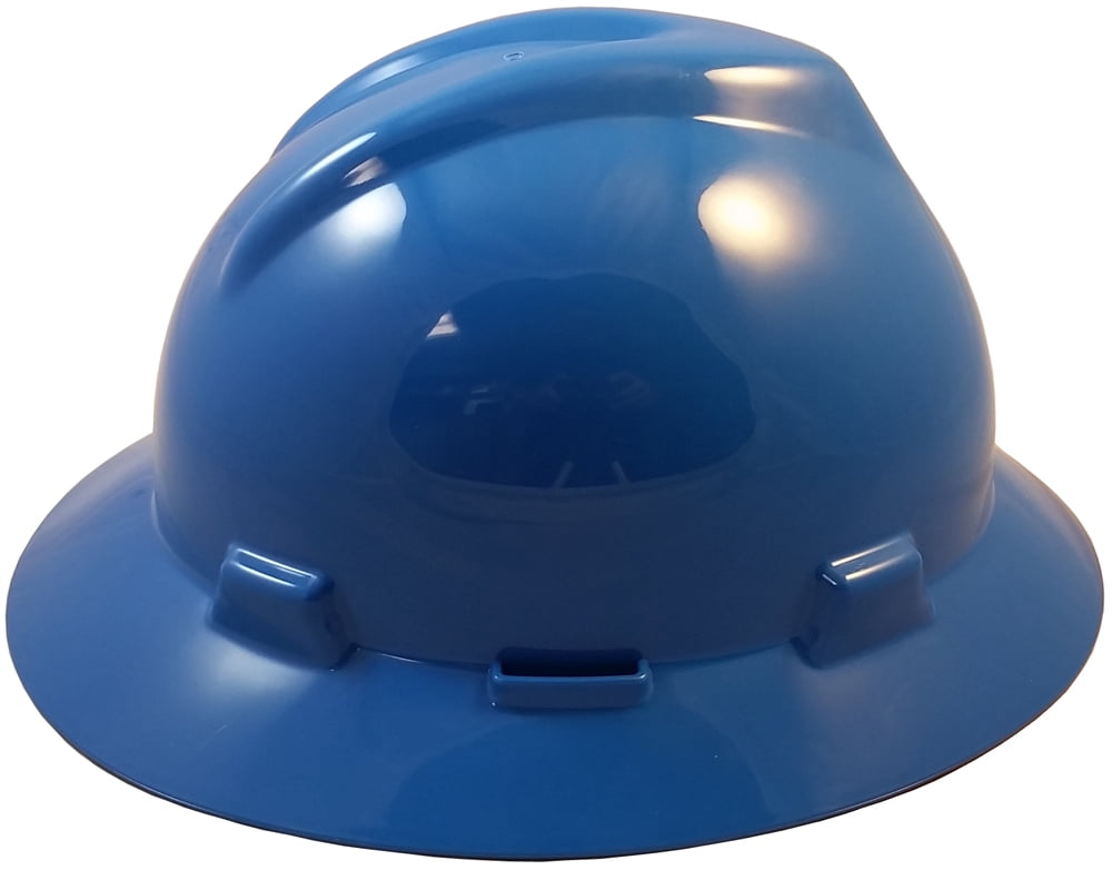 MSA V-Gard One-Touch Suspensions Full Brim Hard Hats - Blue