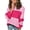 Hot Pink, variant on NAYTOAO Women's Color Block Striped Bubble Textured Crew Neck Lantern Sleeve Sweater