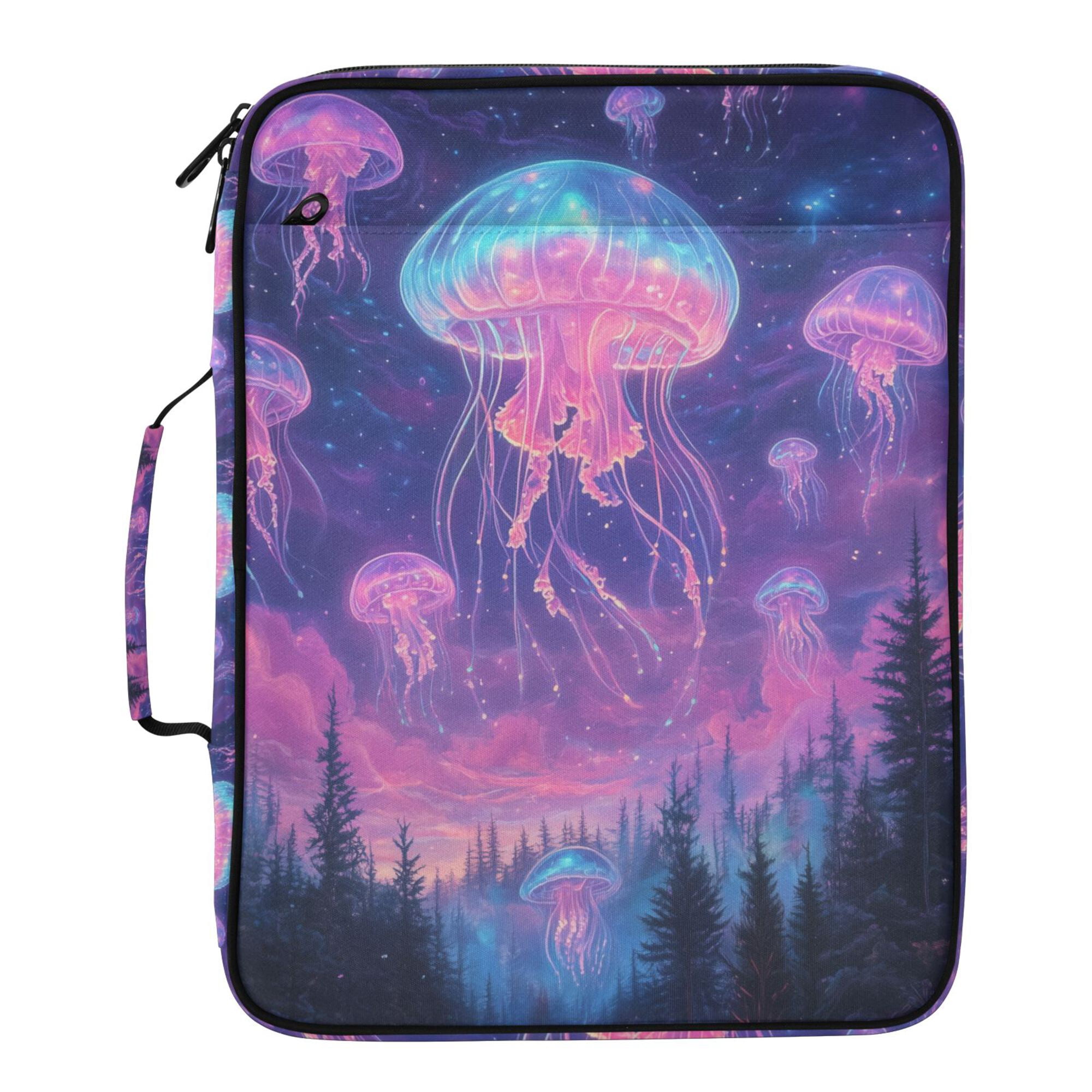 FORMRS Accordion File Folder A4 Size 7-Pocket Expanding Document Organizer Bag with 3 Ring Binder, Neon Jellyfish