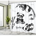 thumbnail image 5 of Ambesonne Cartoon Shower Curtain, Hand Drawn Panda Poses, 69"Wx84"L, White and Black, 5 of 5