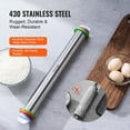 thumbnail image 4 of VEVOR Adjustable Rolling Pin, Stainless Steel Dough Roller Designs, Rolling Pin with Thickness Rings and Pastry Baking Nonstick Mat Set, for Baking Fondant, Pizza, Pie, Pastry, Pasta, Dough, Cookies, 4 of 9