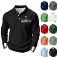 thumbnail image 4 of Men's Hello Darkness My Old Friend Long Sleeve Polo Shirt Casual Collared Pullover Top, 4 of 4