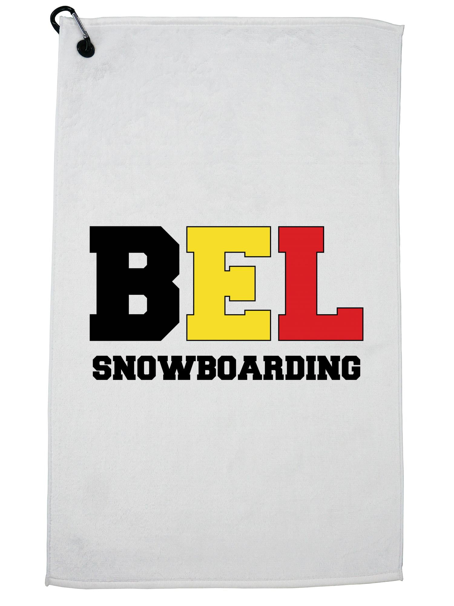 Belgian Snowboarding Winter Olympic BEL Flag Golf Towel with Carabiner Clip by Hollywood Thread