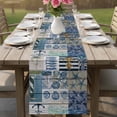 thumbnail image 4 of Vintage Ocean Table Runner 72 Inches, Nautical Anchor Sailboat Marine Life Watercolor Bed Runner Dresser Scarves Tabletop for Indoor Outdoor Parties/Ceremony/Banquet, 14" x 72", 4 of 9