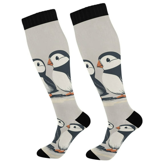 FORMRS Womens Knee High Socks Casual Long Thick Travel Daily Wear, 1 Pair, Cute Puffin