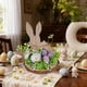 thumbnail image 4 of Set of 1 Easter Wooden Ornaments Rabbits and Eggs with Floral Design in Purple for Home Bucolic Style Desktop Decoration 5.51x4.53"Set de 1 adorno de madera de Pascua: conejos y huevos con JASKFLY, 4 of 8