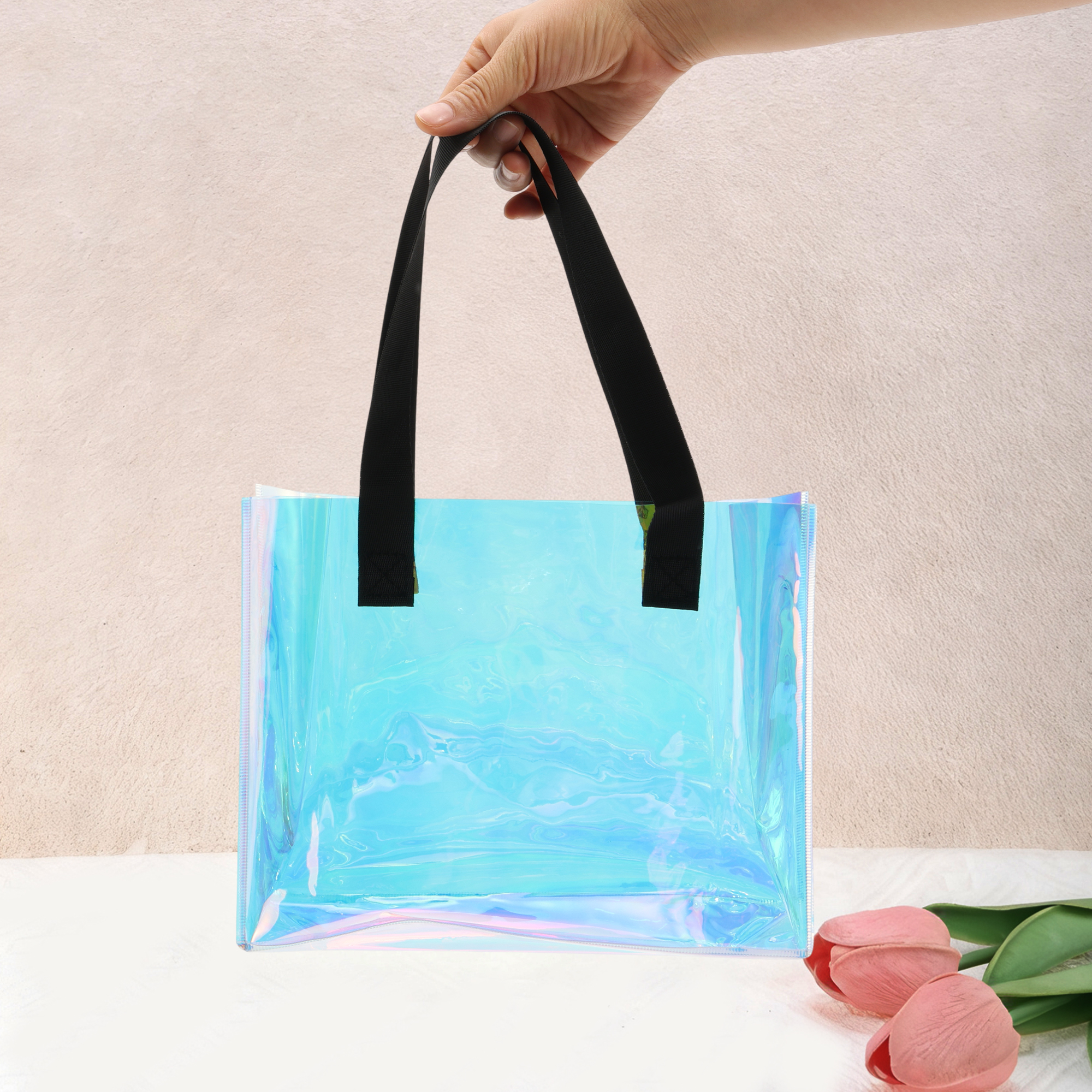 Unique Bargains Multicolor Ribbon Handle Gift Bag 1Pc Multicolor 7.87"x3.15"x9.84"