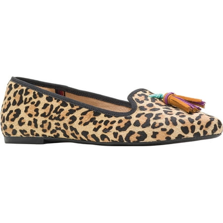 Womens Size 8 Hush Puppies Sadie Tassel Slip On Leopard Calf Hair