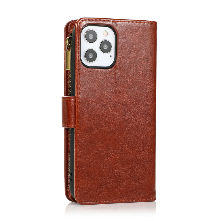 iPhone 13 Pro Max Wallet Case, iPhone 13 Pro Max PU Leather Case, Njjex  Luxury PU Leather [9 Card Slots Holder ] Carrying Folio Flip Cover  [Detachable Magnetic Hard Case] -Wine Red 