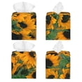 thumbnail image 2 of Uemuo Sunflowers 7 Tissue Box Cover Holder, Square with Bottom Belt - PVC Leather Decorative Organizer for Tabletop, Bathroom, Car, Office, 2 of 8