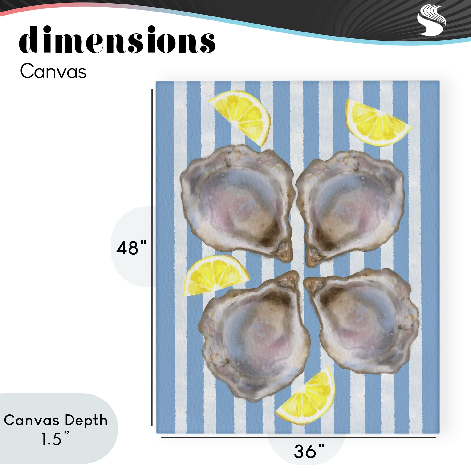 Stupell Industries Blue Stripe Oysters Canvas Wall Art, design by Matthew Piotrowicz