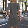 thumbnail image 6 of Summer Casual Dresses for Women A Line Sun Dress Ruffle Short Sleeve V Neck Tshirt Dress with Pockets Gray XL, 6 of 6